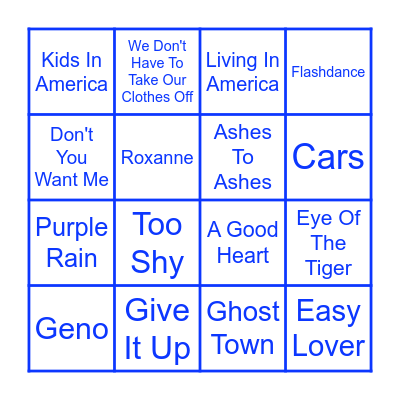 BACK TO THE 80s Bingo Card