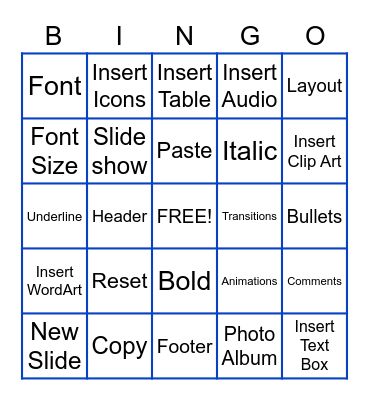 Microsoft Powerpoint Bingo Card