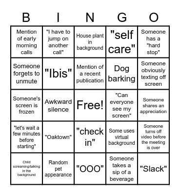 Ibis RH remote work Bingo Card