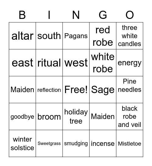 Yule Bingo Card