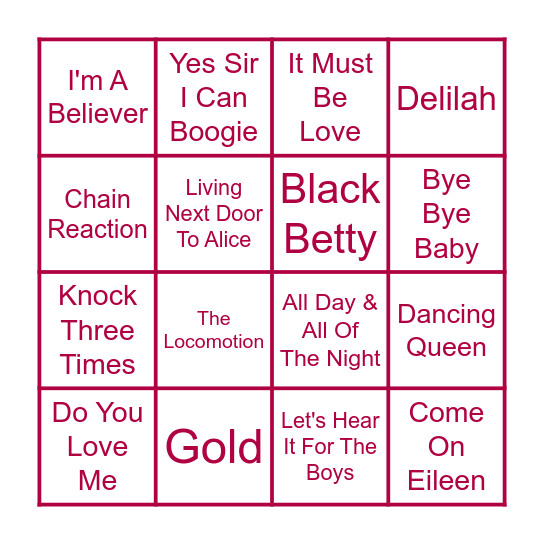 IT'S MY PARTY Bingo Card