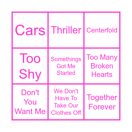 BACK TO THE 80s Bingo Card