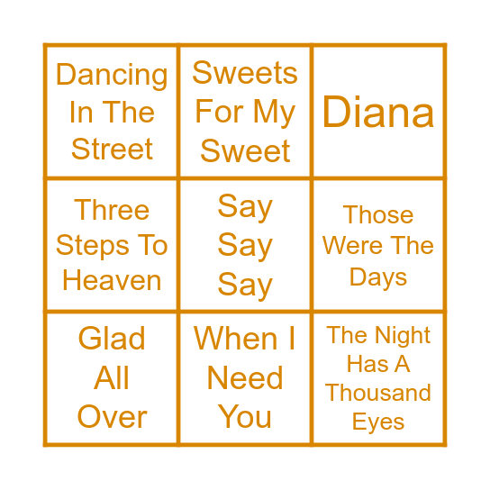 ALL TIME CLASSICS Bingo Card