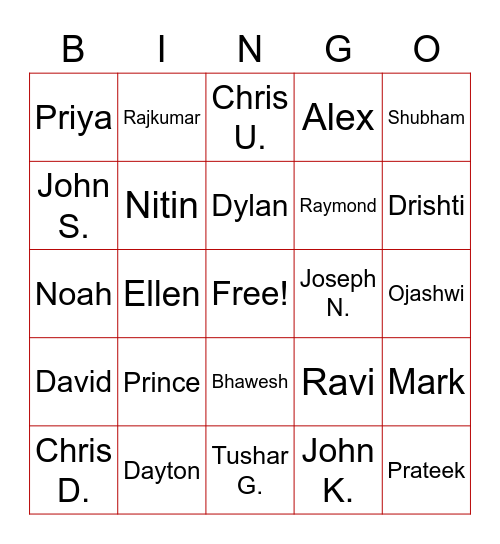 IT/MIS Holiday Bingo Card
