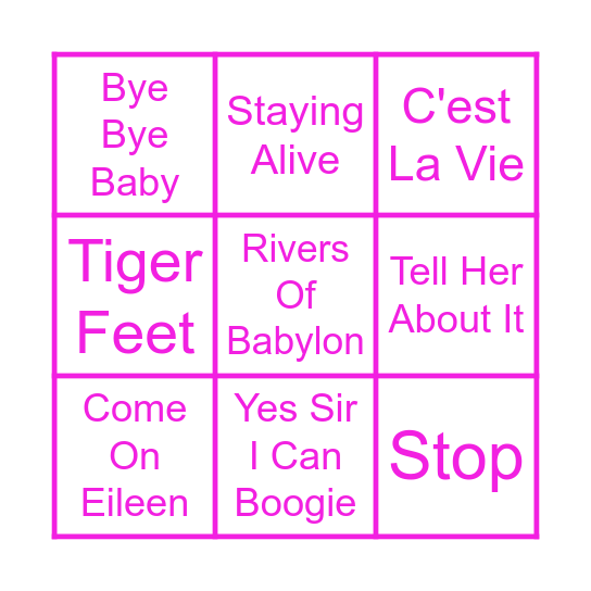 IT'S MY PARTY Bingo Card