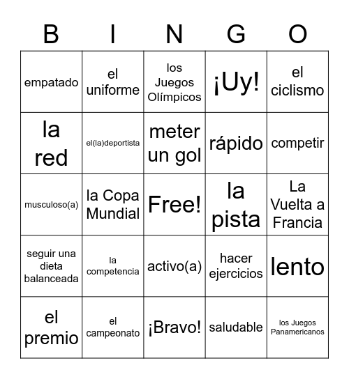La Copa Mundial Bingo Card