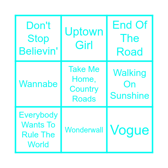 KARAOKE CLASSICS Bingo Card