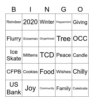 2021 Ops & Tech Winter BINGO Card