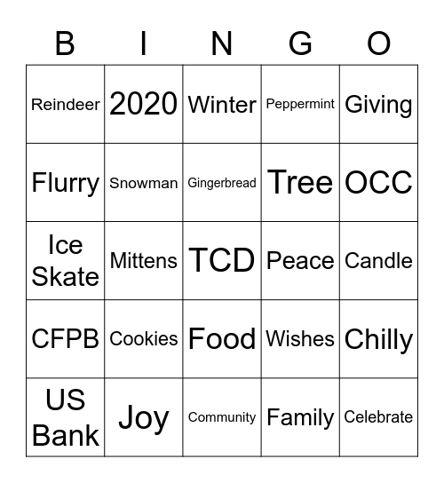 2021 Ops & Tech Winter BINGO Card