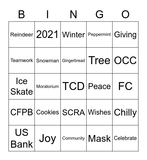 2021 Ops & Tech Winter BINGO Card