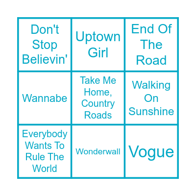 KARAOKE SING-A-LONG Bingo Card