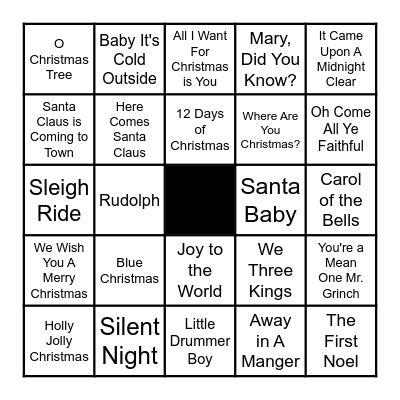 Christmas Music Bingo Card