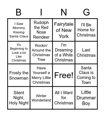 Christmas Music Bingo Card