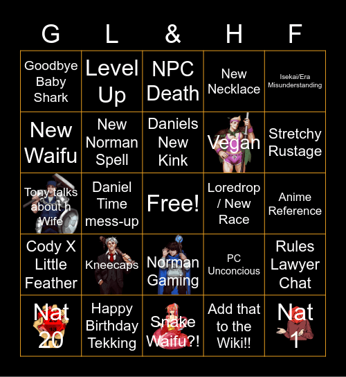 Isekai D&D Episode 4 Bingo Card