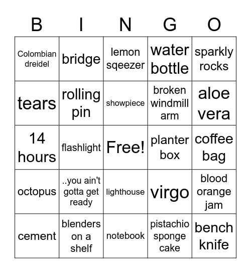 School of Chocolate Bingo Card