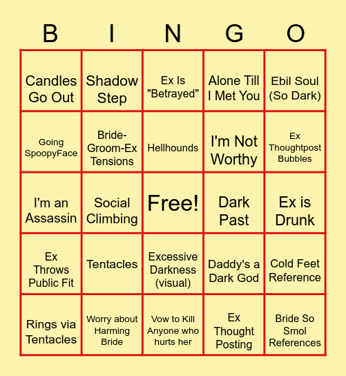 Edgy Wedding Bingo Card