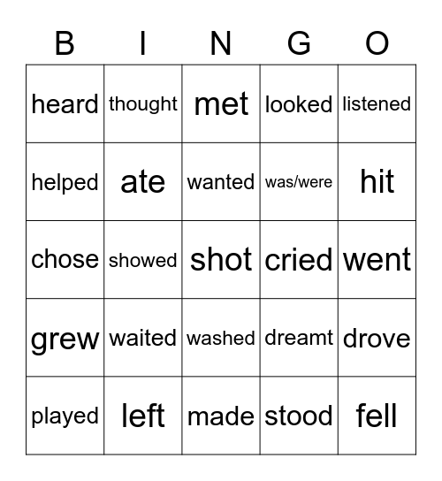 SIMPLE PAST BINGO Card