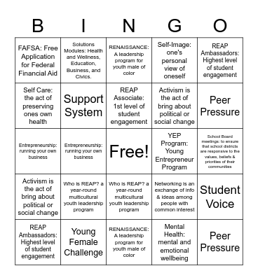 REAP BINGO Card