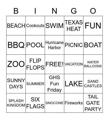 GHS BINGO Card