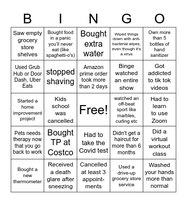 COVID Bingo Card