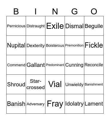 English 9 Review Bingo Card
