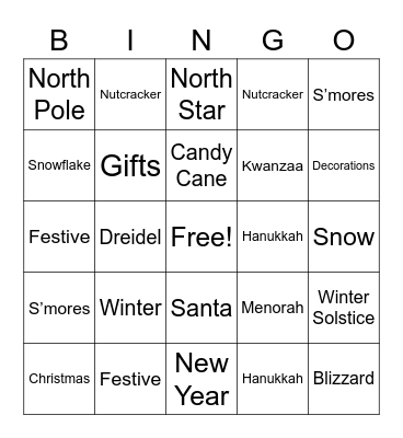 Team Holiday Bingo Card