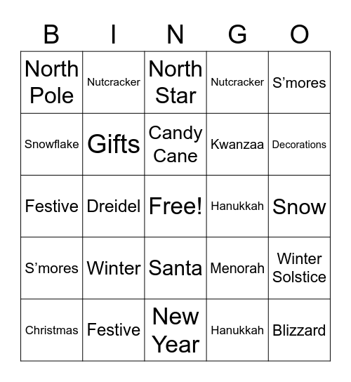 Team Holiday Bingo Card