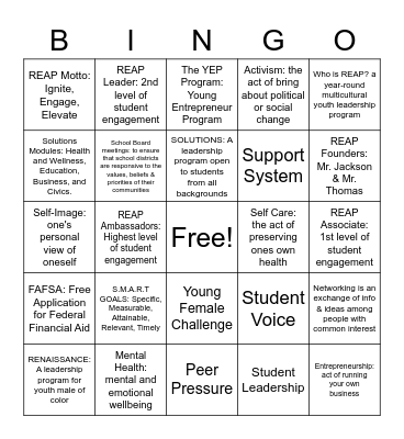 REAP BINGO Card