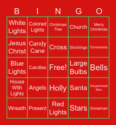 252 Kids Christmas Bingo! Bingo Card