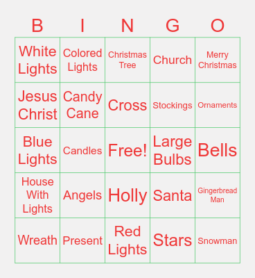 252 Kids Christmas Bingo Card