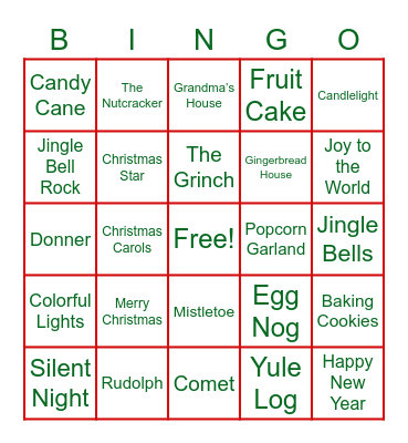 Safety Christmas Bingo Card