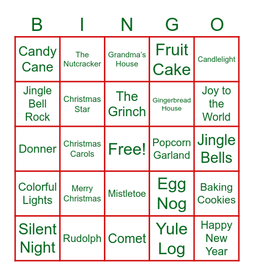 Safety Christmas Bingo Card