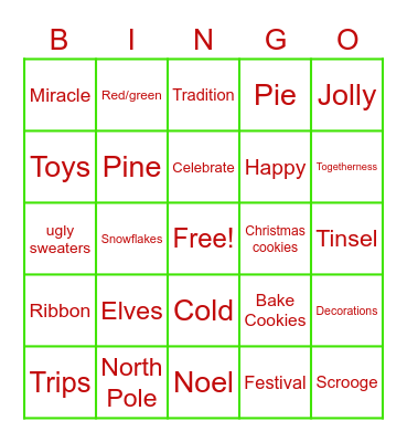 Holiday Bingo Card
