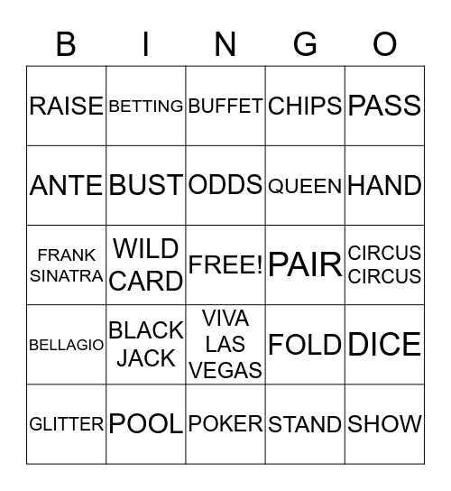 VEGAS BINGO! Bingo Card