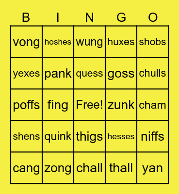 Nonsense Words & Welded Sounds Bingo Card