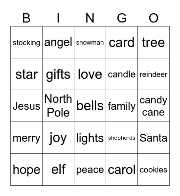 Christmasingo Bingo Card