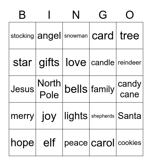 Christmasingo Bingo Card