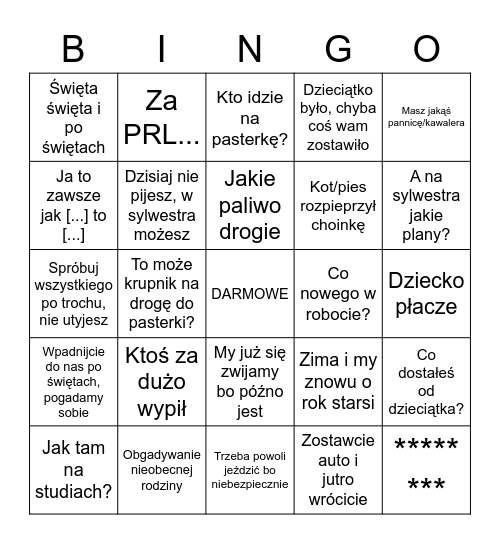Bingo Wigilijne 2021 Bingo Card