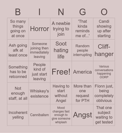 Vultrax Lore Bingo Card