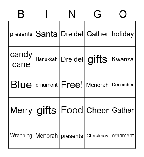 Holiday BINGO Card