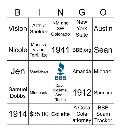 BBBSW Bingo Card