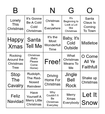 Kerstliedjes Bingo Card