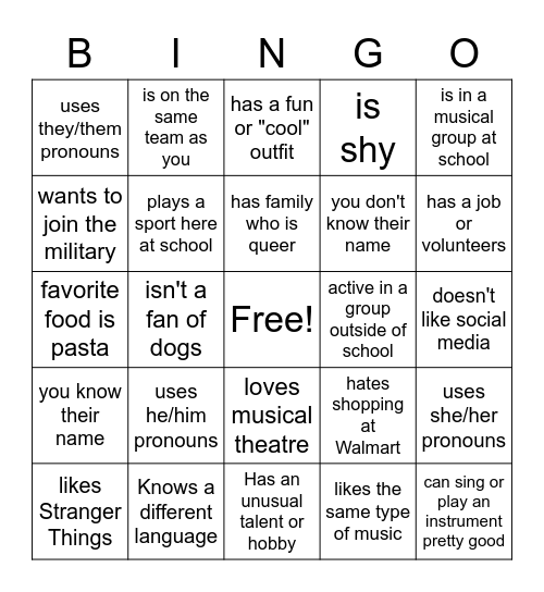 BEAUTIFUL PEOPLE Bingo Card