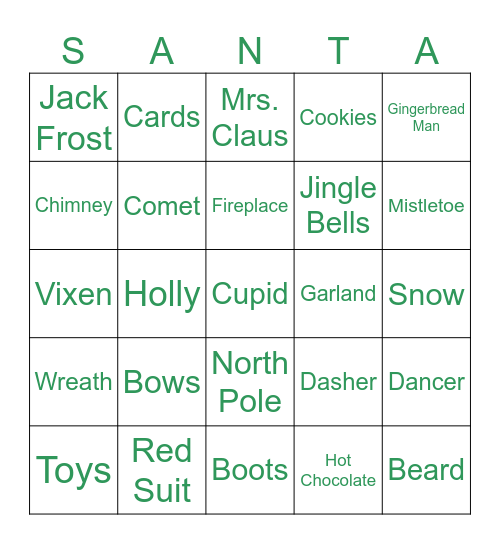 Santa Bingo Card