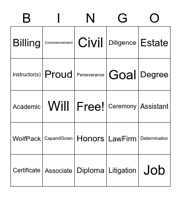 Graduation Bingo! Bingo Card