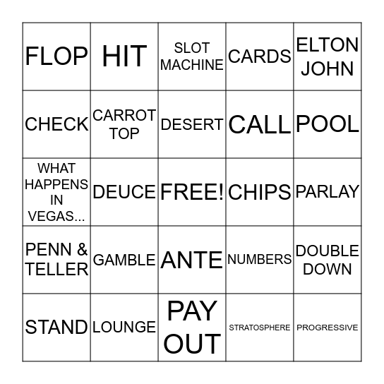 VEGAS BINGO! Bingo Card