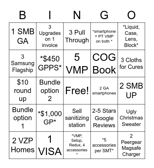 Raffle Bingo Card