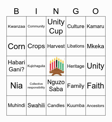 KWANZAA BINGO Card