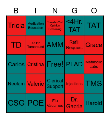 Psychiatry Nursing Bingo! Bingo Card