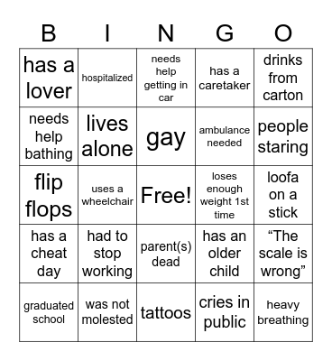 600lb Life Bingo Card